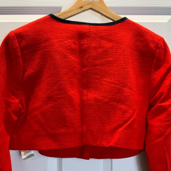 Anthropologie Red Maeve Cropped Shrunken Tweed Jacket Blazer - Picture 14 of 16